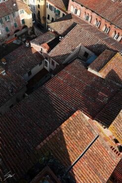 Red tiled rooftops in the city of Lucca, Italy. By Photographer Scott Allen Wilson.
