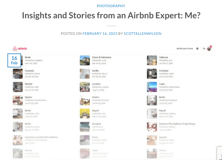 Screenshot from my blog post: Airbnb expert