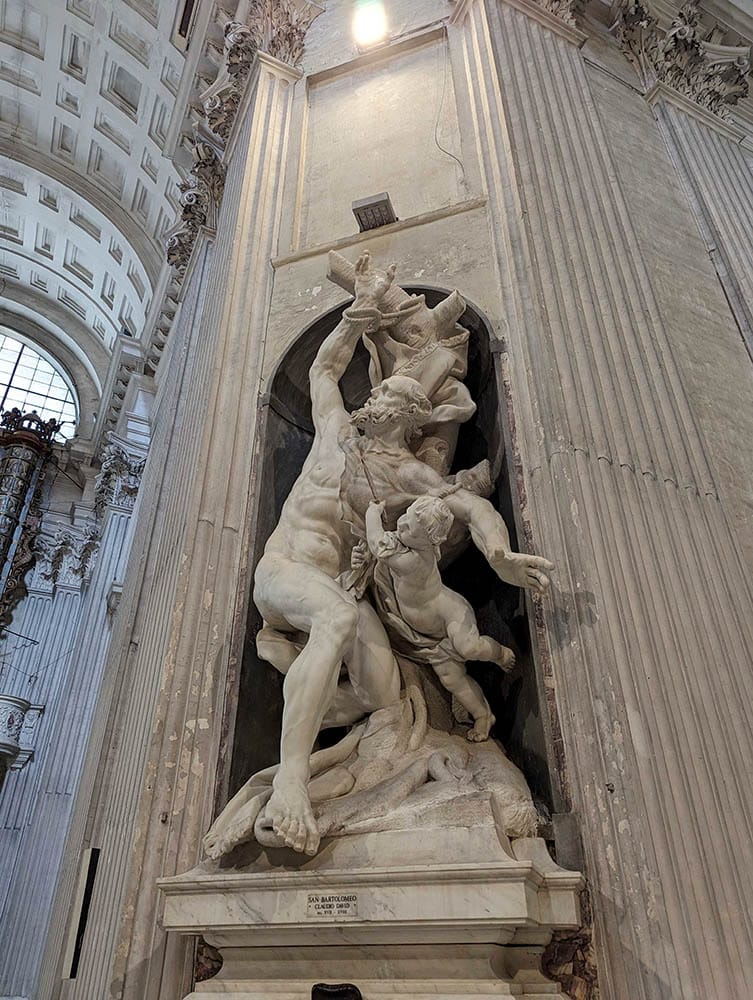 Statue of Saint Bartholomew in Genova, Italy