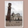 A white framed print of a bell tower in Torino, Italy. By Photographer Scott Allen Wilson.