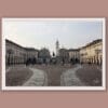 A white framed print of San Carlo square in Torino, Italy. By Photographer Scott Allen Wilson.