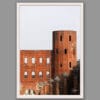 A white framed print of Porta Palatina in Torino, Italy. By Photographer Scott Allen Wilson.