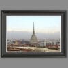 A black framed print of the skyline of Torino, Italy. By Photographer Scott Allen Wilson.