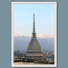 A white framed print of the Mole Antonelliana in Torino, Italy. By Photographer Scott Allen Wilson.