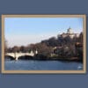 A wooden framed print of the banks of the river Po in Torino, Italy. By Photographer Scott Allen Wilson.