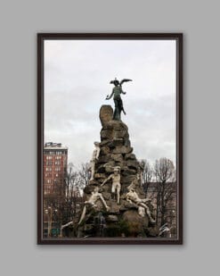 An ebony framed print of the sculpture of Piazza Statuto in Torino, Italy. By Photographer Scott Allen Wilson.