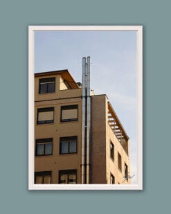 A white framed print of a cream toned building in Torino, Italy. By Photographer Scott Allen Wilson.