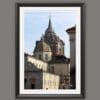 A black framed print of the Holy Shroud Chapel in Torino, Italy. By Photographer Scott Allen Wilson.