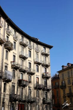 A palace hit by light and shadow in Torino, Italy. By Photographer Scott Allen Wilson.