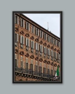 A black framed print of the Government Palace in Torino, Italy. By Photographer Scott Allen Wilson.