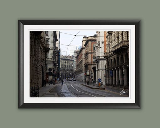 A black framed print of the heart of Torino, Italy. By Photographer Scott Allen Wilson.