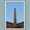 A white framed print of the obelisk in Torino, Italy. By Photographer Scott Allen Wilson.