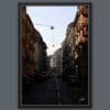 A black framed print of the streets of Turin, Italy. By Photographer Scott Allen Wilson.