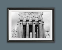 Wooden framed artistic print of a richly detailed bright stone structure. Photo captured in Genova, Italy, by Travel Photographer Scott Allen Wilson.