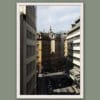 White framed artistic print of a gorgeous landscape showcasing the shadows cast on the charming buildings of Genova, Italy. Photo captured by Travel Photographer Scott Allen Wilson.