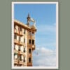 Wooden framed artistic print of a tranquil scenery in Genova, Italy, showcasing the statue of an angel gazing towards the sea. Photo captured by Travel Photographer Scott Allen Wilson.