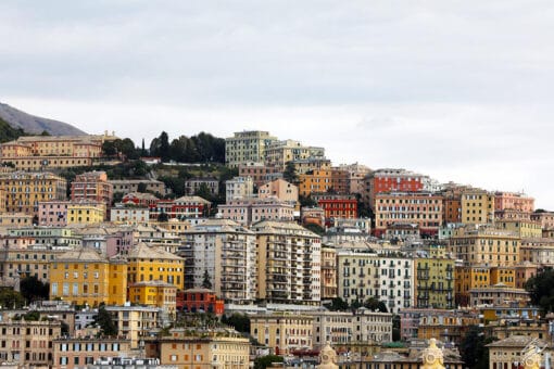 Chromatic blocks on a hillside in Genova, Italy. Photo captured by Travel Photographer Scott Allen Wilson.