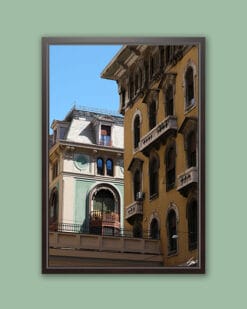 Wooden framed artistic print of the elegant and colorful Genovese architecture. Photo captured by Travel Photographer Scott Allen Wilson.