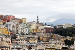 Assortment of colorful blocks rising on the side of a hill in Genova, Italy. Photo captured by Travel Photographer Scott Allen Wilson.